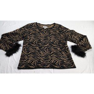 CHICOS D.E.S.I.G.N Slinky Knit Animal Print Pullover Top Shirt Blouse size 1